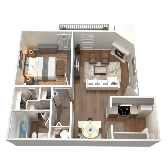 1 Bed 1 Bath Floor Plan | 645 Sq. Ft. at The Annaline in Nashville, TN