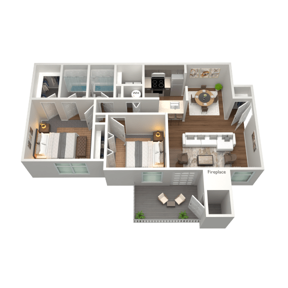 2 Bed 2 Bath Floor Plan | 1,092 Sq. Ft. at The Annaline in Nashville, TN 37217