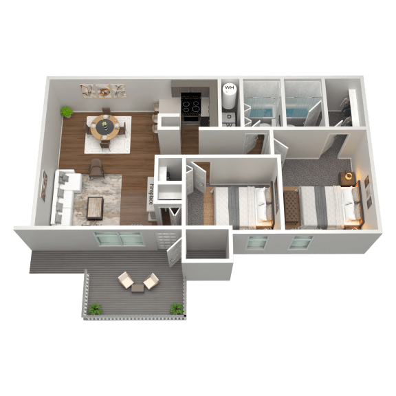 2 Bed 2 Bath Floor Plan | 924 Sq. Ft. at The Annaline in Nashville, 37217