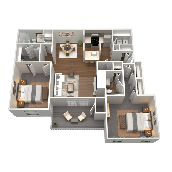 2 Bed 2 Bath Floor Plan | 1,202 Sq. Ft. at The Annaline in Nashville, Tennessee 37217