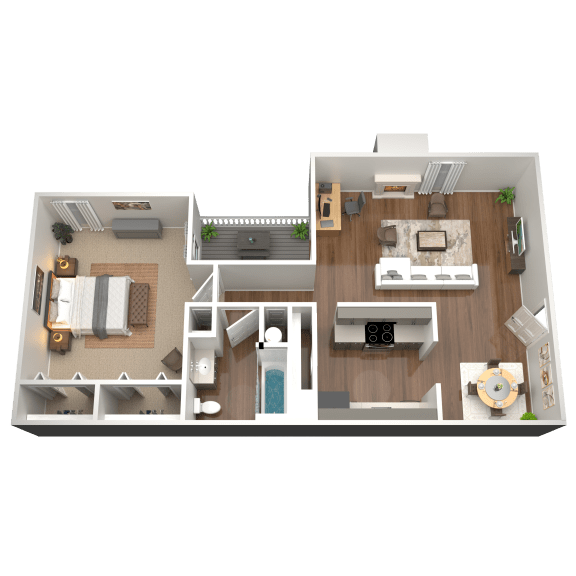 1 Bed 1 Bath Floor Plan | 744 Sq. Ft. at The Annaline in Nashville, Tennessee 37217