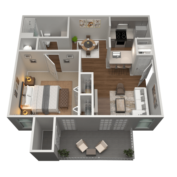 1 Bed 1 Bath Floor Plan | 672 Sq. Ft. at The Annaline in Nashville, Tennessee 37217