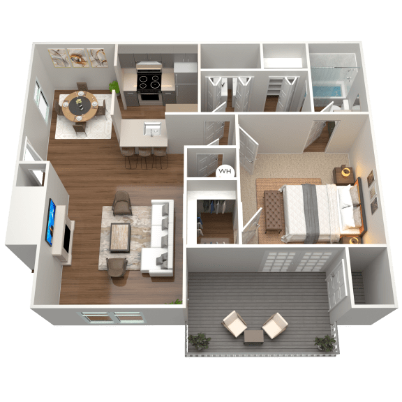 1 Bed 1 Bath Floor Plan | 789 Sq. Ft. at The Annaline in Nashville, Tennessee