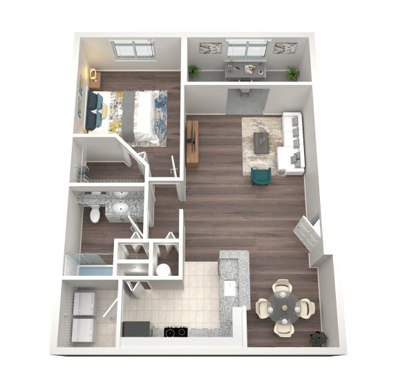 1 Bed 1 Bath Floor Plan | 924 Sq. Ft. at Verona at Boynton Beach in Boynton Beach, Florida 33426