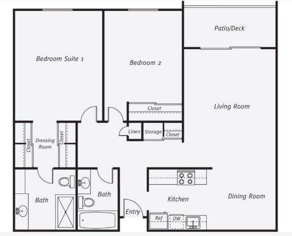 2 Bedroom Floor Plan at Delphine on Diamond, San Francisco, 94131