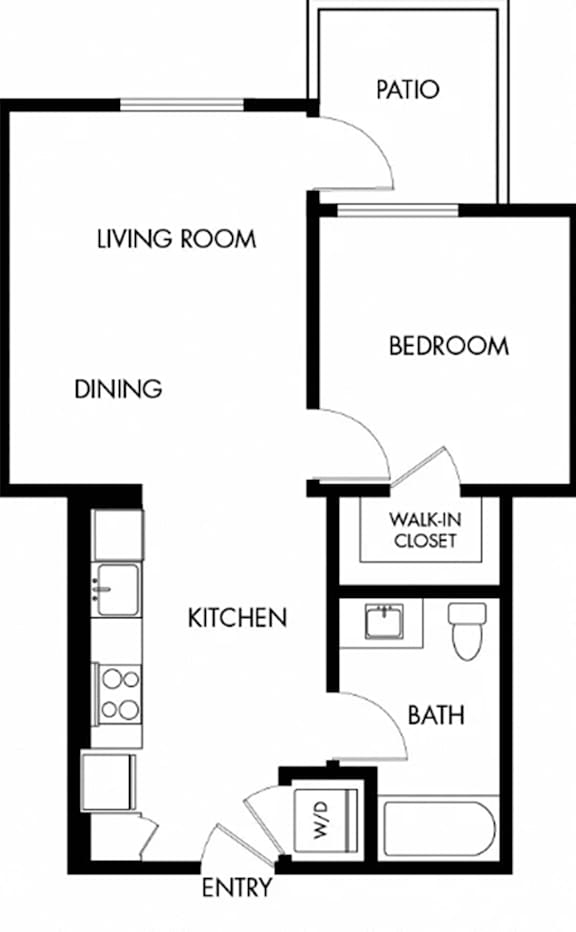 1 Bed 1 Bath Floor Plan | 613 Sq. Ft. at G12 Apartments, California, 90015