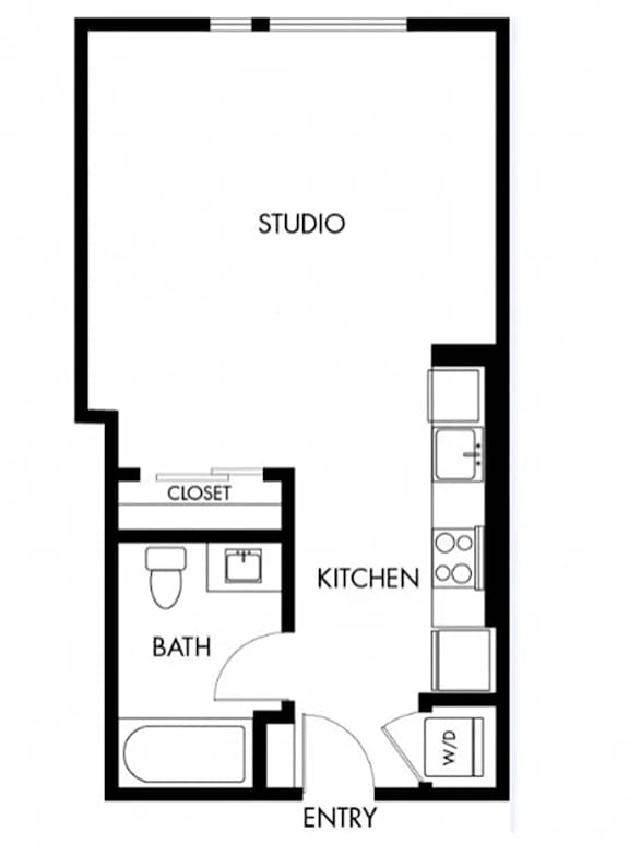 Studio 1 Bath Floor Plan | 518 Sq. Ft. at G12, California