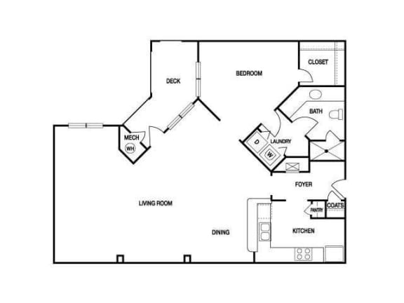 1 Bed1 Bath Floor Plan | 1,042 Sq. Ft. at Willowest in Lindbergh, Georgia