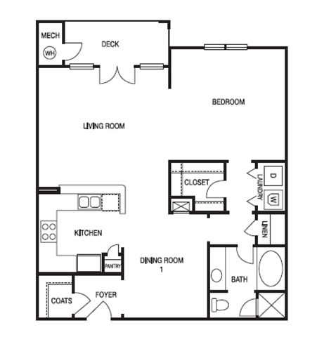 Studio Floor Plan at Willowest in Lindbergh, Atlanta