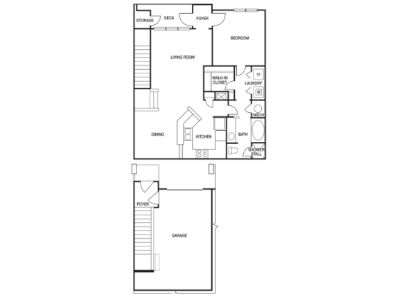 1 Bed 1 Bath Floor Plan | 925 Sq. Ft. at Willowest in Collier Hills, Atlanta