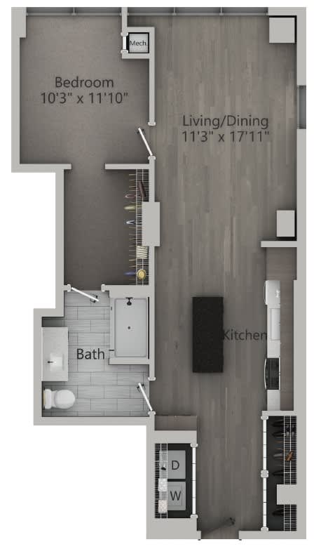 1 bed 1 bath L | 791 Sq. Ft. at The Mason Apartments, Illinois, 60607