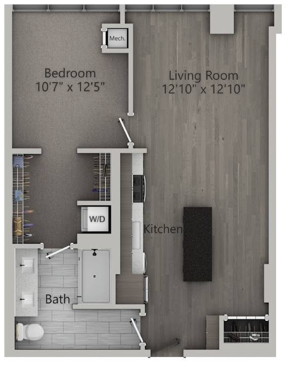 1 bed 1 bath B | 710 Sq. Ft. at The Mason Apartments, Chicago, Illinois