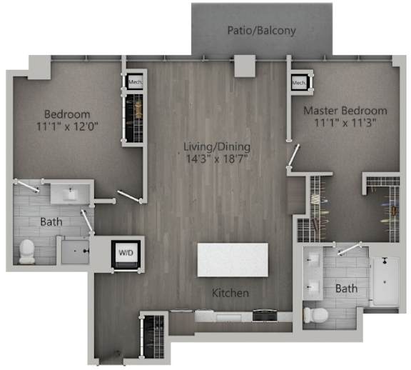 2 bed 2 bath C | 1,136 Sq. Ft. at The Mason Apartments, Chicago