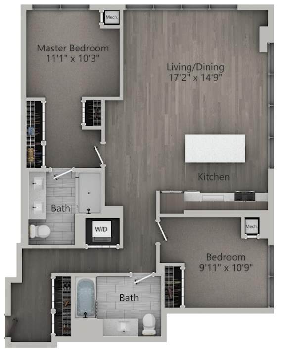 2 bed 2 bath E | 1,160 Sq. Ft. at The Mason Apartments, Illinois, 60607