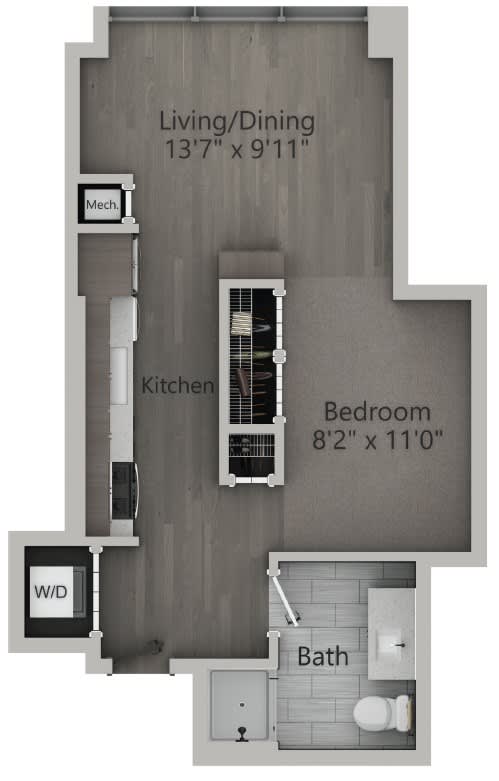 Studio 1 bath | 507 Sq. Ft. at The Mason Apartments, Chicago, IL
