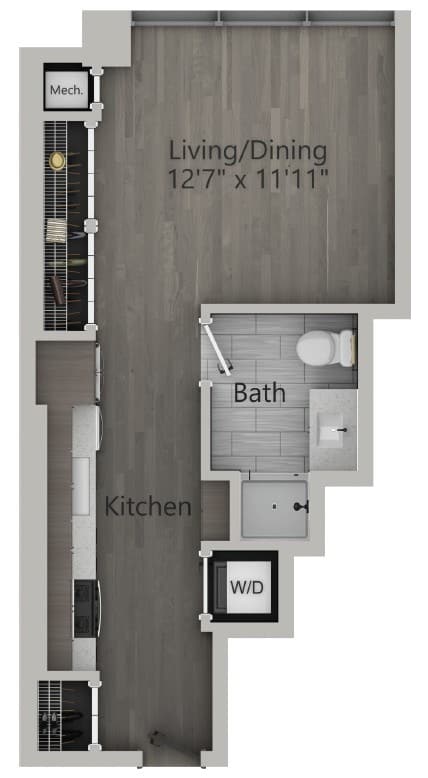 Studio 1 bath C | 423 Sq. Ft. at The Mason Apartments, Illinois