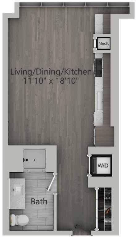 Studio 1 bath D | 467 Sq. Ft. at The Mason Apartments, Illinois, 60607