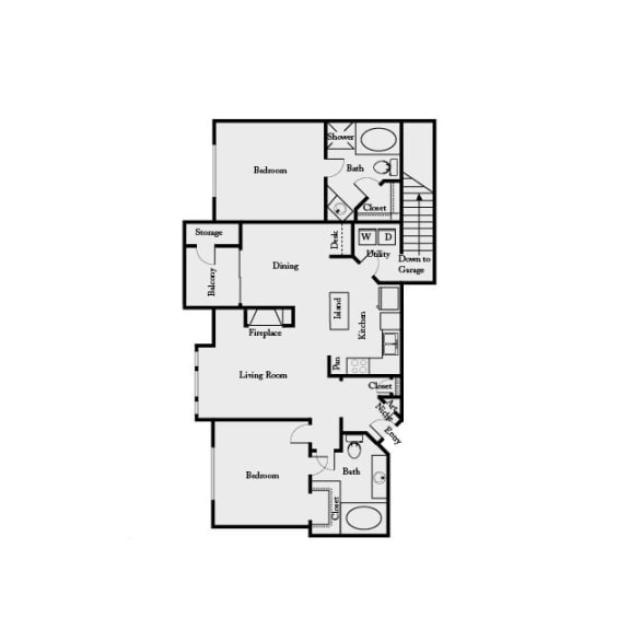B1 2 Bed 2 Bath Floor Plan | 996 Sq. Ft. at Mission Gate in Plano, Texas 75024