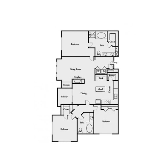 C1 3 Bed 2 Bath Floor Plan | 1,315 Sq. Ft. at Mission Gate in Plano, Texas 75024