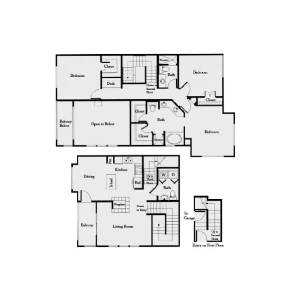 C2 3 Bed 2.5 Bath Floor Plan | 1,516 Sq. Ft. at Mission Gate in Plano 75024