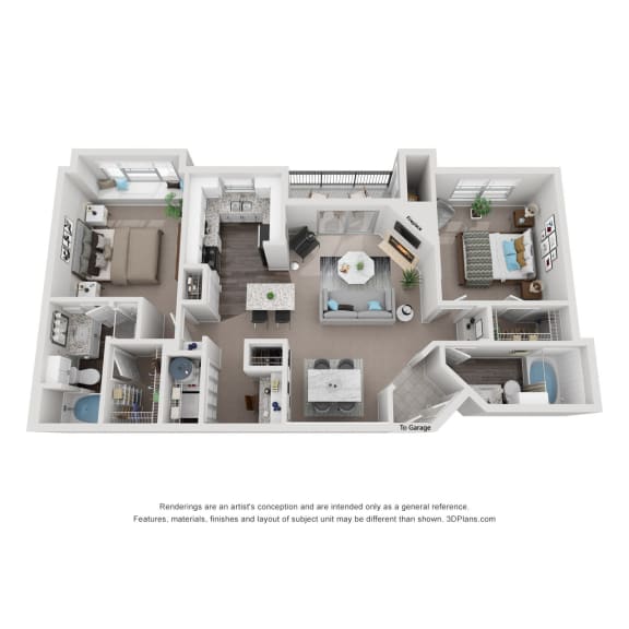2 Bed 2 Bath Floor Plan | 1,045 Sq. Ft. at Mission Gate in TX 75024