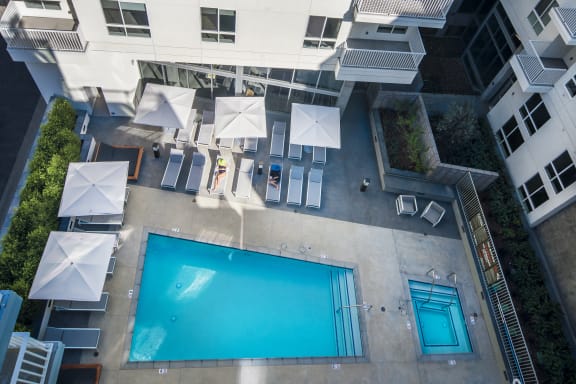 Aerial Pool View at Gainsborough Court Apartments, Fairfax, 22030