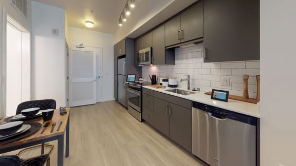Fully Furnished Kitchen at Olive DTLA, Los Angeles, CA, 90015