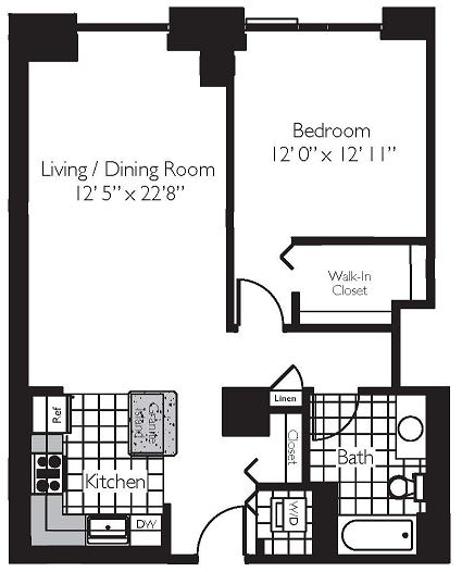 Shoreham | 1 Bed | 1 Bath | One Bedroom 11 at Shoreham and Tides, Illinois