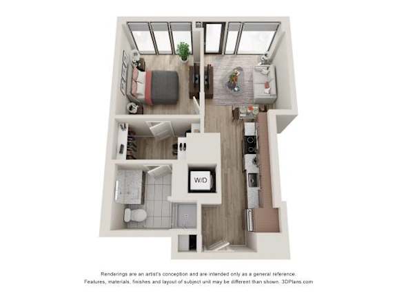 Floor Plan  1 Bed 1 Bath Floor Plan | 571 Sq. Ft. at 903 Peachtree in Atlanta, Georgia 30309