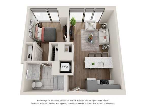 Floor Plan  1 Bed 1 Bath Floor Plan | 588 Sq. Ft. at 903 Peachtree in Atlanta, Georgia