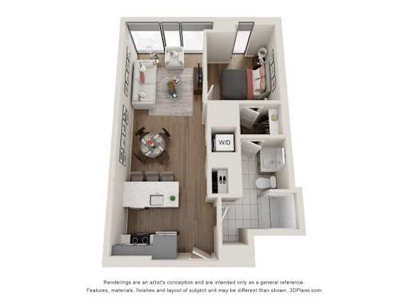 1 Bed 1 Bath Floor Plan | 701 Sq. Ft. at 903 Peachtree in Atlanta, Georgia 30309