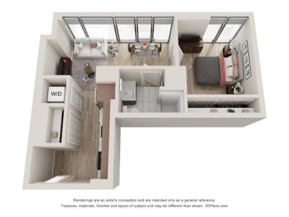 1 Bed 1 Bath Floor Plan | 527 Sq. Ft. at 903 Peachtree in Atlanta, 30309