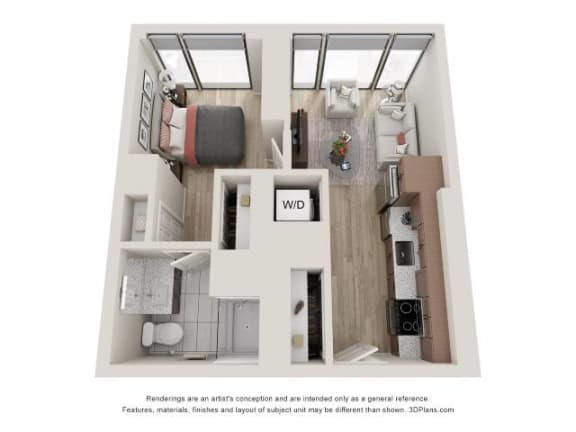 1 Bed 1 Bath Floor Plan | 529 Sq. Ft. at 903 Peachtree in GA 30309