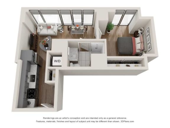 1 Bed 1 Bath Floor Plan | 527 Sq. Ft. at 903 Peachtree in Atlanta, Georgia 30309