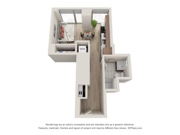 Floor Plan  Studio 1 Bath Floor Plan | 436 Sq. Ft.  at 903 Peachtree in GA 30309