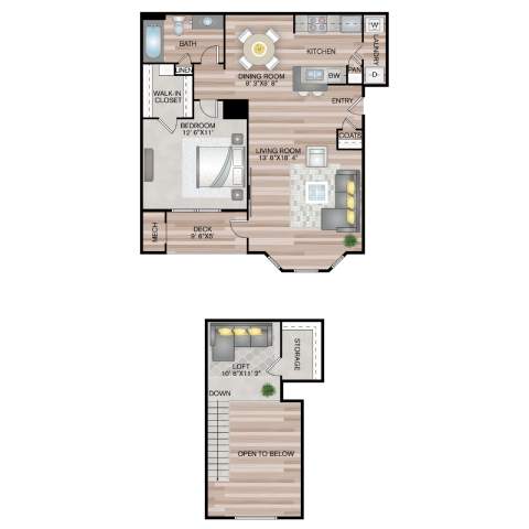 The Appleton Loft Floor Plan | 987 Sq. Ft. at Residences at Stevens Pond, Saugus, MA