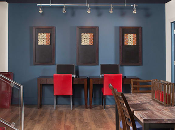 A room with a table and chairs at Skye at Belltown Apartments, Seattle