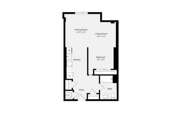 Studio F Floor Plan | 713-797 Sq. Ft. at Misora Apartments, San Jose, CA, 95128