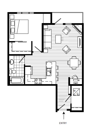 Floor Plan  1 Bed 1 Bath Floor Plan | 757 Sq. Ft. at 128 on State, Kirkland