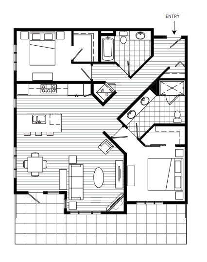 Floor Plan  2 Bed 2 Bath Floor Plan | 1,397 Sq. Ft. at 128 on State, Kirkland, Washington