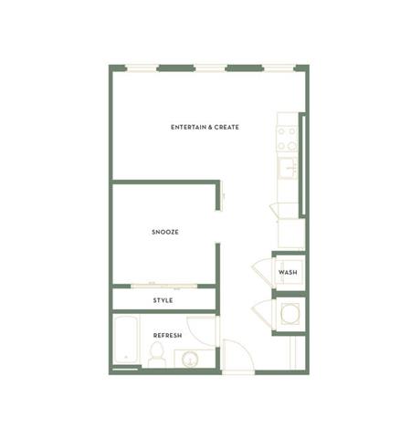 Studio 1 Bath B | 555 Sq. Ft. at The Merchant Apartments, Charleston