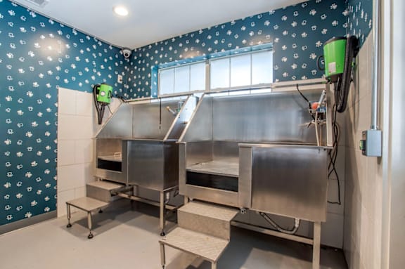 A stainless steel food preparation area with a green fan.