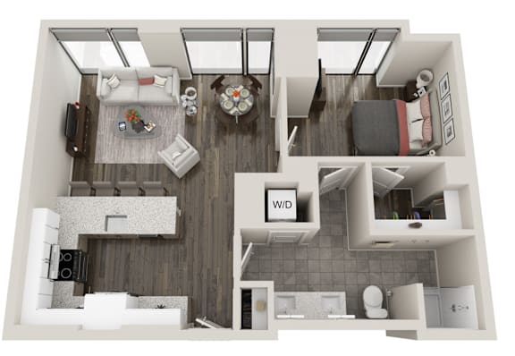 Floor Plan  1 Bed 1 Bath Floor Plan | 829 Sq. Ft.