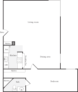 A3 1 Bed and 1 Bath FloorPlan | 672 Sq. Ft. at Skye at Belltown Apartments, Seattle, WA