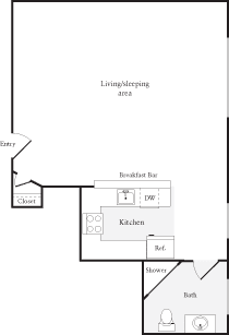 S5 Studio Bed with 1 Bath FloorPlan | 458 Sq. Ft. at Skye at Belltown Apartments, Seattle, 98121