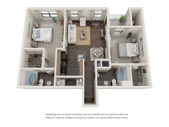 B3 Upper | Two Bed | Two Bath with 1,107 Sq. Ft. at Sladestone Shadow Creek in Pearland, TX