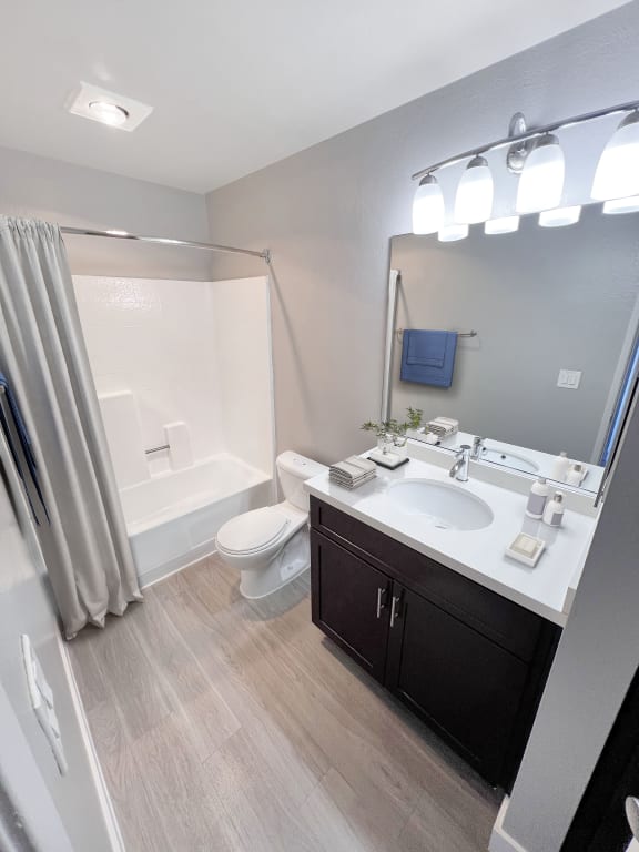 a bathroom with a sink toilet and a shower  at Duet on Wilcox, Los Angeles, 90028