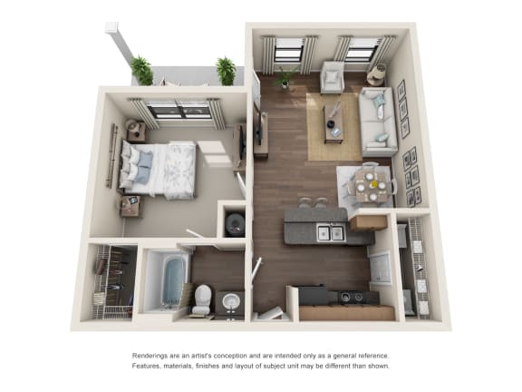 A1 Lower | One Bed | One Bath with 667 Sq. Ft. at Sladestone Shadow Creek in Pearland, 77584