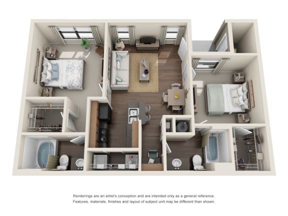 B1 Lower | Two Bed | Two Bath with 985 Sq. Ft. at Sladestone Shadow Creek in Pearland, TX 77584