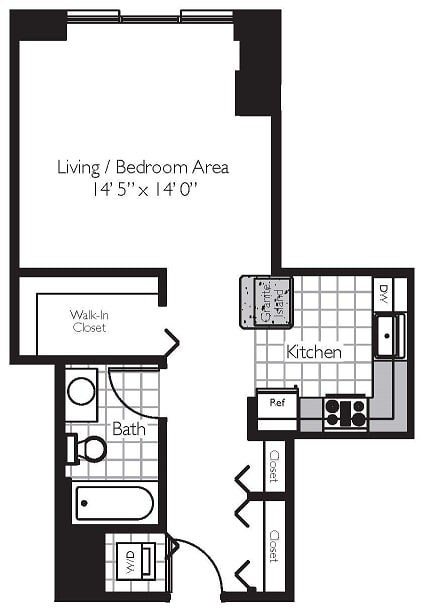 Shoreham | 0 Bed | 1 Bath | Studio 13 at Shoreham and Tides, Chicago Illinois